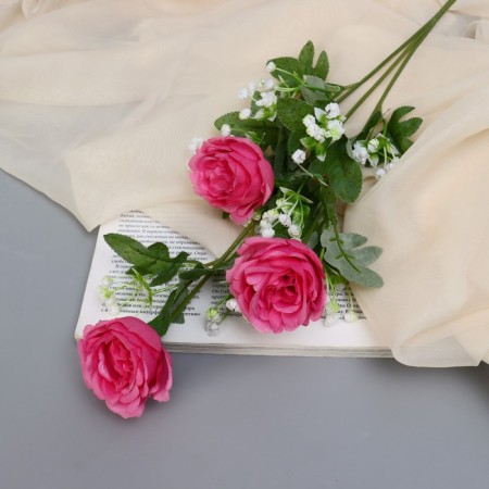 Artificial flowers "Amuria rose" 7x62 cm, bright pink