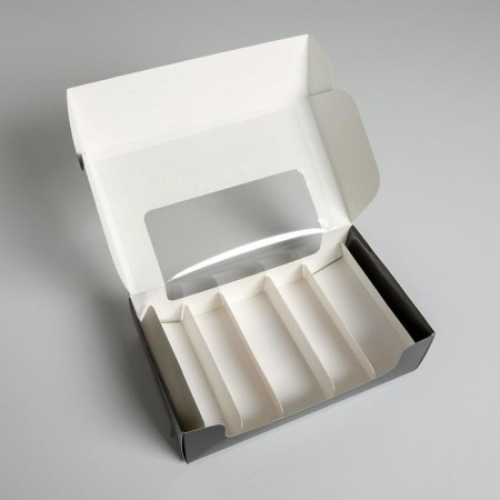 Box for eclairs, confectionery packaging, 5 inserts, “Gift to you”, 25.2 x 15 x 7 cm-2