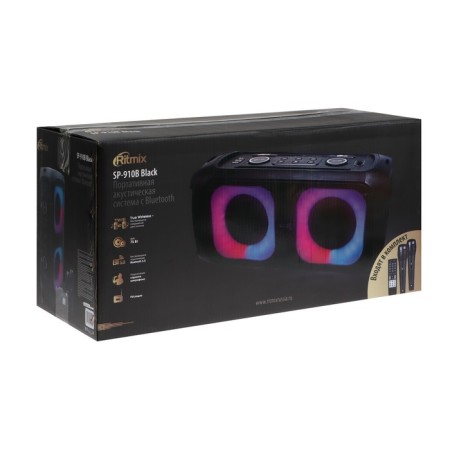 Portable column RITMIX SP-910B, 75 W, 3600 mAh, BT, AUX, USB, FM, Microsd, backlight-8