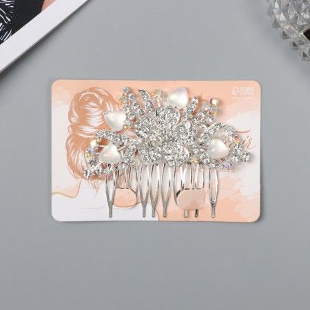 Hair crest "Judy" Flower, 8x6 cm, silver-1
