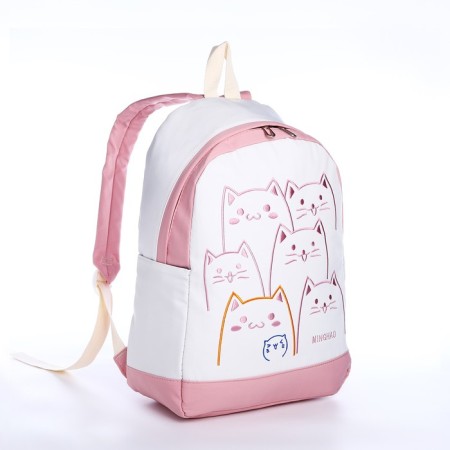 School backpack of textiles on lightning, 3 pockets, pink color-2