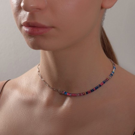 The necklace "Jewel" rectangles with a chain, color in silver, 30 cm