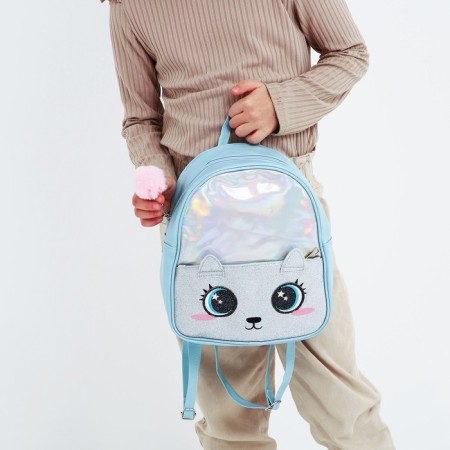 Baby backpack for a girl with a brilliant pocket "kitten", 27x23x10 cm-6