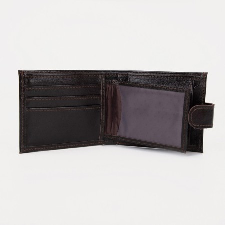 Men's purse on a button, for bills, for cards, for coins, brown color-2