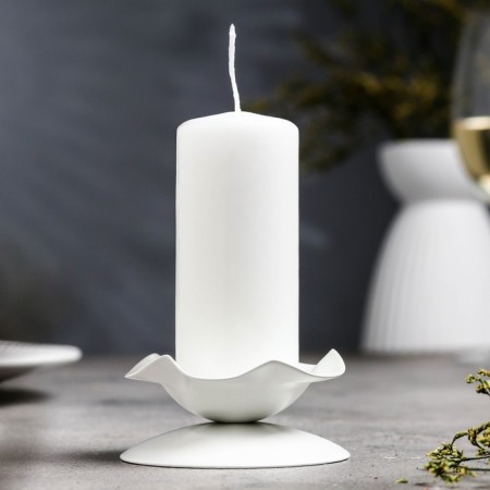 Summary Metal for 1 candle "Link H", 3.5x7.3 cm, white