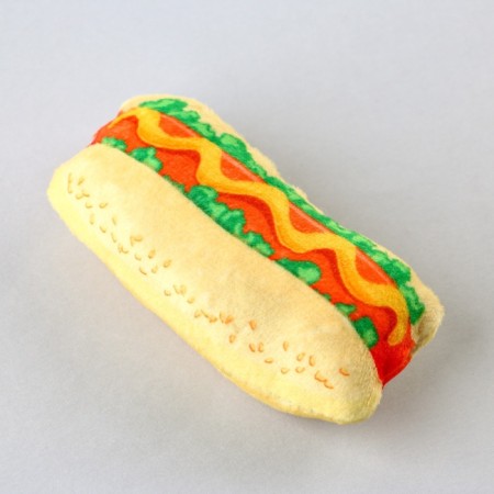 A toy for cats with mint "hot dog" from textiles, 9x5.3 cm-3