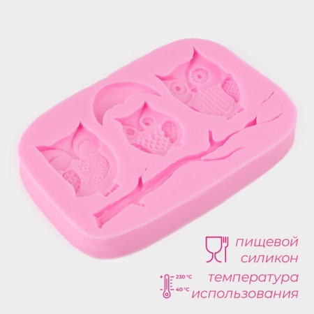 Mold Dolyana "Owls", silicone, 10 × 7 × 1.1 cm, color mix-1