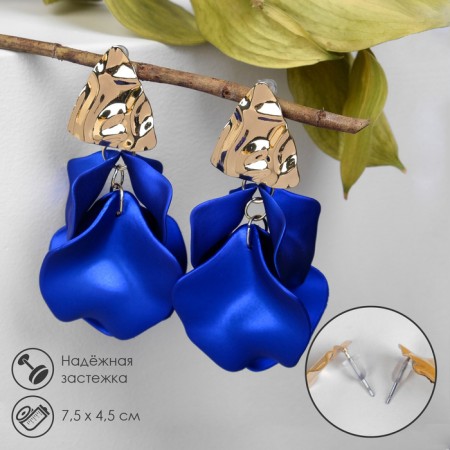 Earrings Assorted "Wind" crumpled triangles, color blue-gold