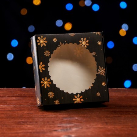 Gift box team with the window "Snowfall", 11.5 x 11.5 x 3 cm