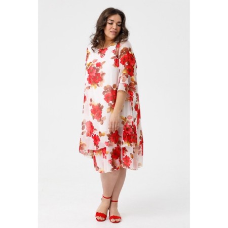 Women's dress, size 66, red color-3