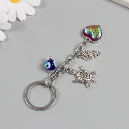 A keychain from the evil eye "Metal" Turtle with a shell and heart "8 cm-2