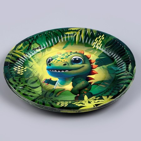 Disposable paper plate "Dinosaur", 18 cm-3