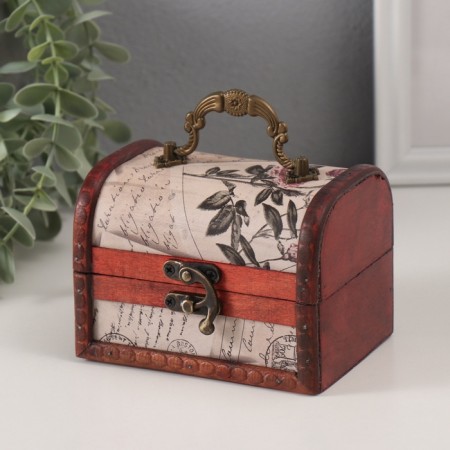 Casket wood chest "Letters from far" 12x9x8.5 cm