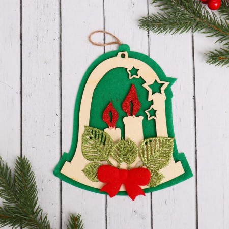 Christmas tree decoration "Bell with candles" 15x16.5 cm