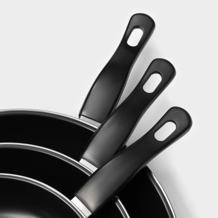 Set of the jacqueline pan, 3 subjects: 20/25/30 × 4 cm, anti -stick coating, black color-3