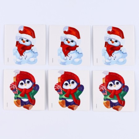 New Year's garland from pompons “Happy New Year! Snowman and penguin "-3