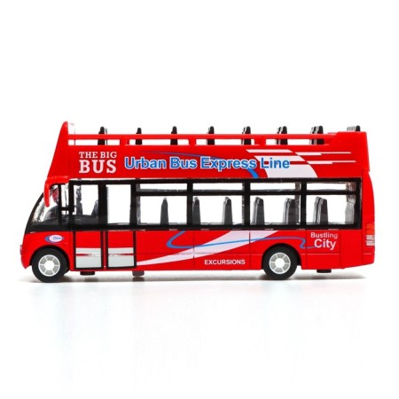 Metal bus "sightseeing", inertial, light and sound effects, red color-1