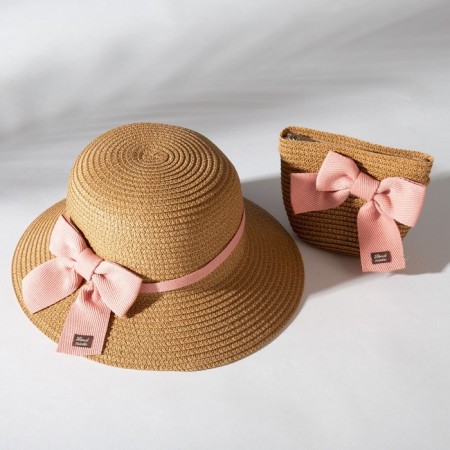 Kit for a girl (hat rr 52, handbag) minku brown color