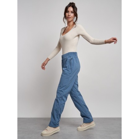 Warmed female trousers, size 44, blue color-16