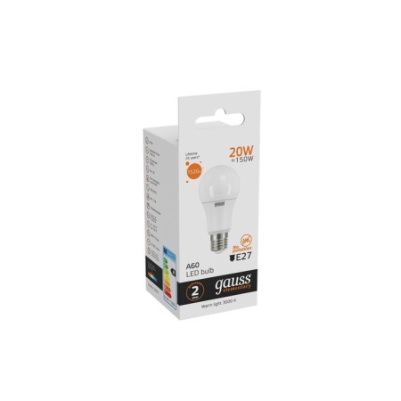 LED LED ELEMENTARY 20W A60 3000K TEPP. Bel. E27 1520lm Gauss 23219-3