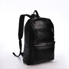City backpack of artificial leather with lightning, 4 pockets, black color