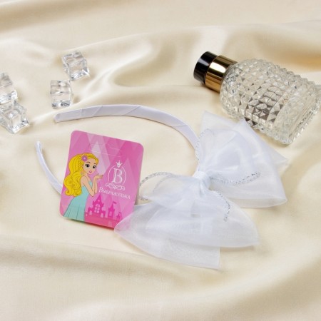 Hair cap "Schoolgirl" Triple Bant, 1 cm, white-1