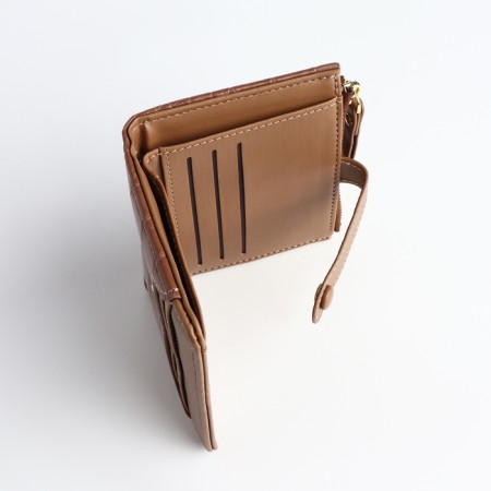 Women's wallet on the button, brown color-4