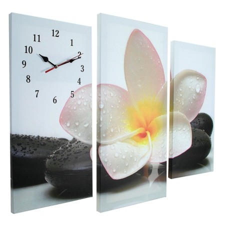 Carty clock is wall-mounted, modular "flower on stones", silent, 60 x 80 cm, triptych-1