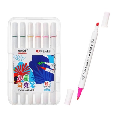 A set of markers 12 colors, bilateral, bullet and mowing tips-5