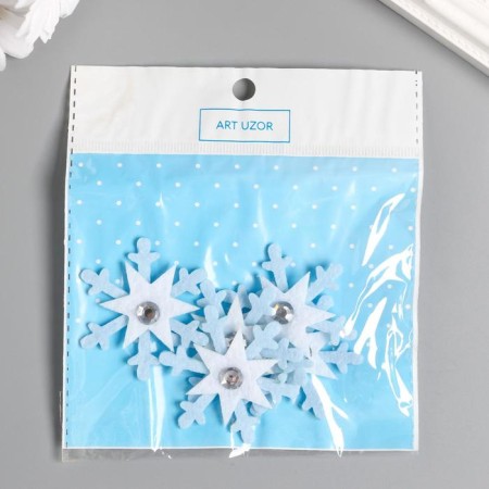 Decor for the creativity of the felt "Snowflakes" set of 5 pcs 4.7x4.7 cm-4