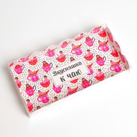 Bearbox, confectionery packaging with PVC lid, "delicious tea", 10.5 x 21 x 3 cm-1
