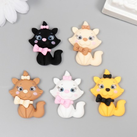Decor for creativity plastic "kitten with bows" MIX 3.8x3 cm
