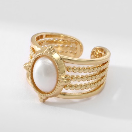 Ring with pearls "bohemia" color white in gold, dimensionless-1