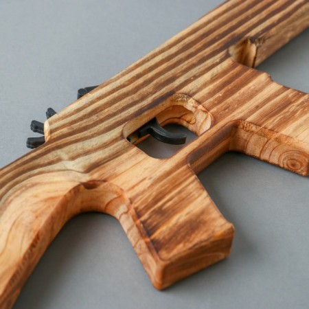 Wooden toy shoots with elastic bands "Automat" 57 × 11.5 × 2 cm-4