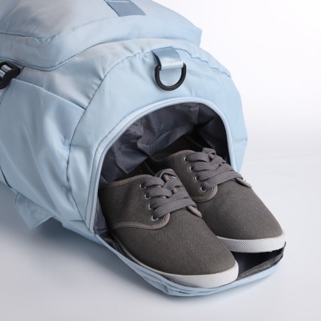 A backpack-snuffle with a zipper, 4 outer pockets, a shoe detachment, blue color-6
