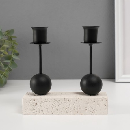 Gypsum candlestick, 2 candles "two balls" d = 2.5 cm 5.4x15x15 cm-1