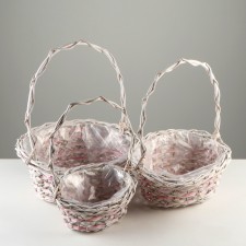 Set of wicker baskets, 38x30x12/17/45 cm, 32x24x10/15/40 cm, 25x18x9/14/35 cm, 3 pcs, willow