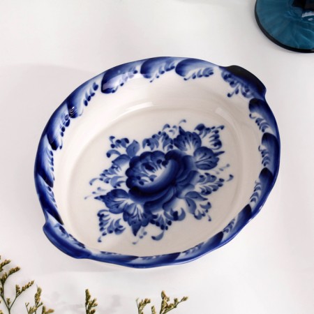 Skillet tray, large, 4.2 x 20.5 cm, gzhel-1