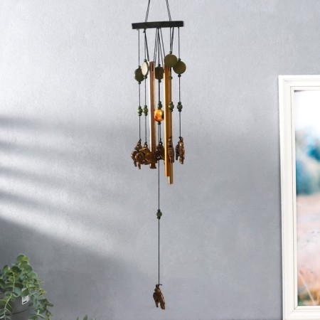 Wind Music Metal "Bird on a branch with a flower" 4 tubes 55x9.5x9.5 cm