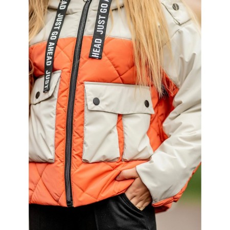 Jacket for girls, height 134 cm, orange color-4