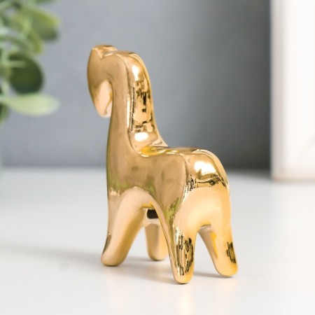 Souvenir Ceramics "A Horse with a Lowed Head" Gold 2.5x6.5x7 cm-2