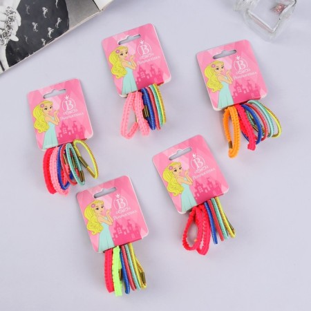 Hair gum "Grandient" (set 6 pcs) lace, 4.5 cm, mix-1