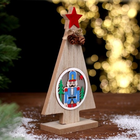 New Year's decor with backlight "Christmas tree with a star and a Nutcracker" 11 × 4.5 × 20 cm-1