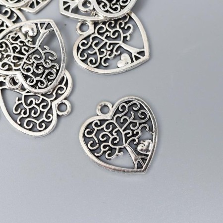 Decor for creativity Metal "Tree in the Heart" silver 1.8x1.7 cm