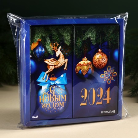 New Year! Gift set "New Year's Magic": black tea with thyme 50 g, milk chocolate 70 g.-5