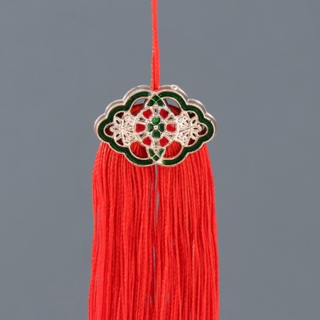 Plastic suspension, textile "Chinese style" red 0.7x3x17.5 cm-1