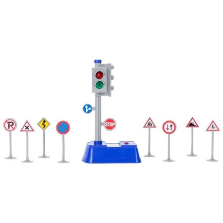 Traffic light 23 cm, light/sound, + 8 road signs-5