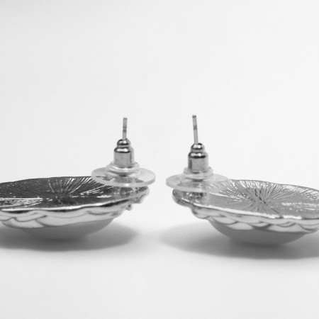 Earrings with pearls "abstraction" mirror, color silver-2