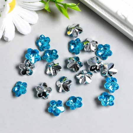 Buttons plastic for creativity 1 Process "Flower of rhinestones. Blue" set 20 pcs d = 1.2 cm-2