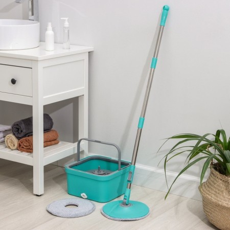 Mop with spin and bucket, microfiber nozzle, compact-3